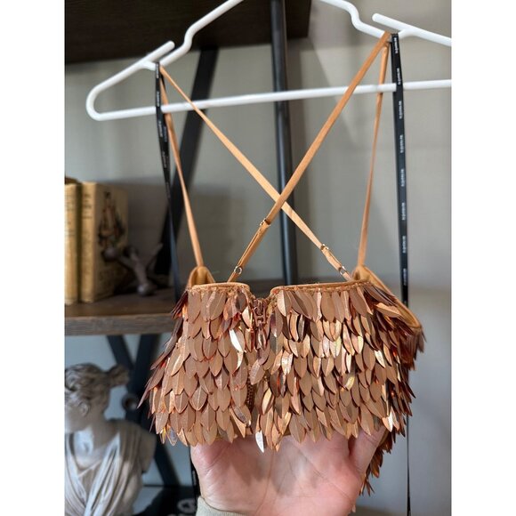 retrofete Miko Cut Out Sequin Maxi Dress Bronze & Gold Womens Size Small - Picture 9 of 11